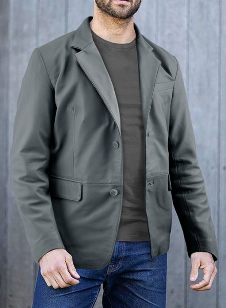 (image for) Soft Sherpa Gray Leather Blazer