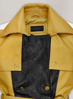 (image for) Yellow Color Contrast Leather Trench Coat