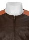 Wrinkled Brown Leather Fighter T-Shirt Jacket