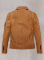 (image for) Canberra Tan Gigi Hadid Leather Jacket