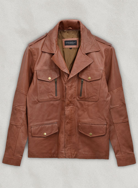 (image for) Log Cabin Brown Washed & Wax Leather Jacket # 621 - XL Regular