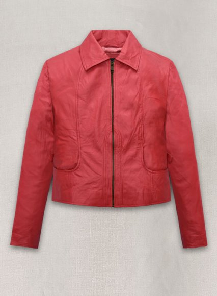 (image for) Soft Tango Red Washed Jennifer Lopez Gigli Leather Jacket