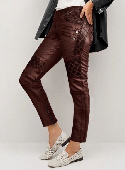 maroon leather pants