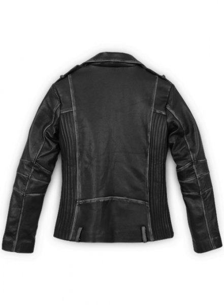 Rubbed Black Leather Jacket # 234