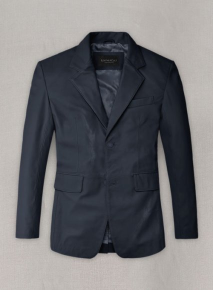 (image for) Soft Deep Blue Leather Blazer