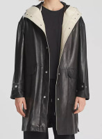 (image for) Hooded Leather Trench Coat