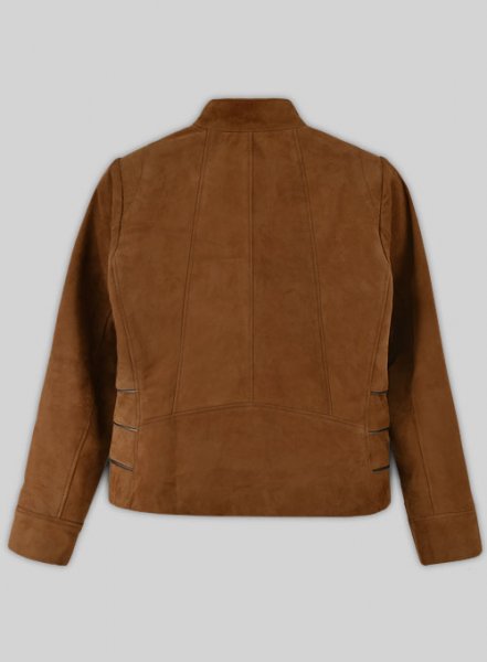 Soft Caramel Brown Suede Leather Jacket # 521