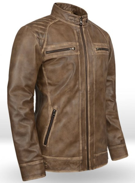 Rubbed Espanol Timber Brown Leather Jacket # 653