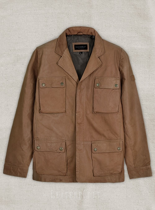 Washed Brown Leather Jacket #92 - XL Regular - Click Image to Close