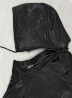 (image for) Black Military M-65 Hood Leather Jacket