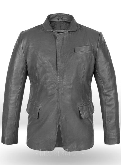 Gray Leather Jacket # 611 - Click Image to Close