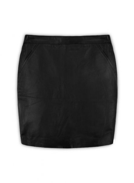 Black Stretch Basic Leather Skirt - # 153 - M Regular
