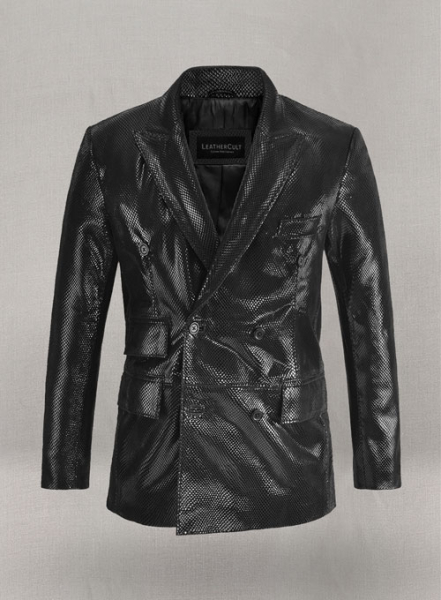 (image for) Snake Emboss Black Leather Blazer