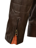 (image for) Wrinkled Brown Leather Fighter T-Shirt Jacket