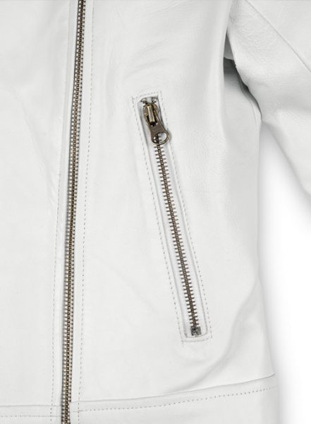 womens white leather jacket