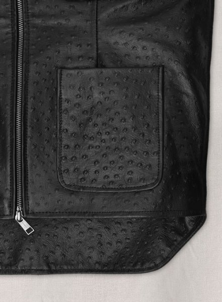 Leather Embossed Vest Jacket, Black, 40