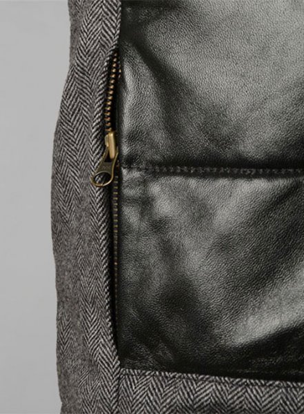 Gray Tweed Leather Combo Jacket # 643
