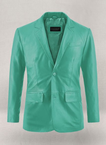 Soft Castle Green Leather Blazer