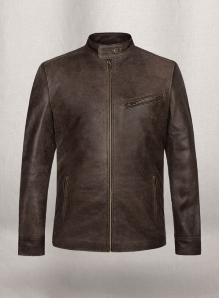 (image for) Vintage Gravel Brown Leather Cycle Jacket #3