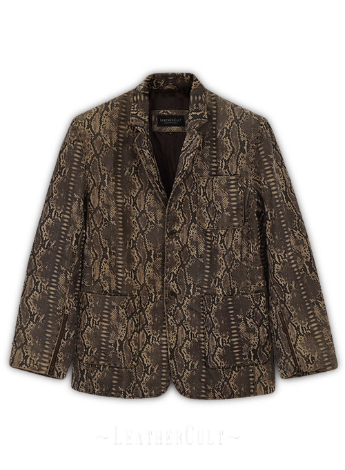 Dark Brown Python Fast & Furious Jason Statham Jacket - 42 Short - Click Image to Close
