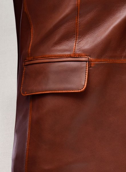 Rubbed Tan Brown Leather Blazer