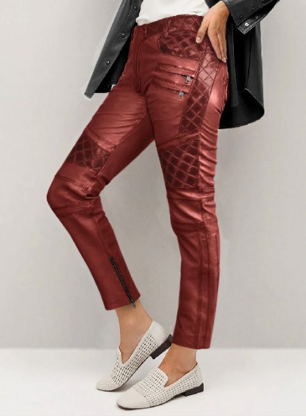 Carrier Burnt Red Leather Pants