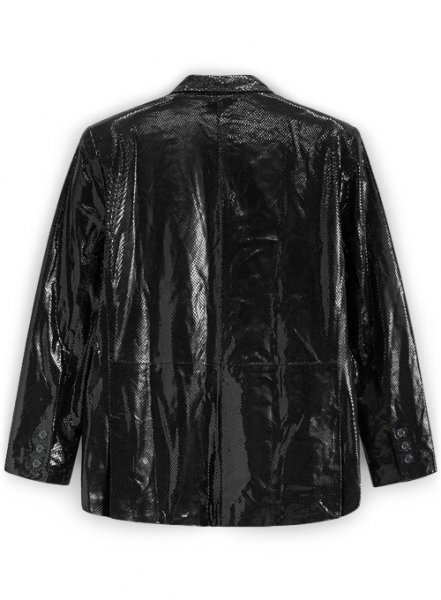 Snake Emboss Black Medieval Leather Blazer - 44 Regular