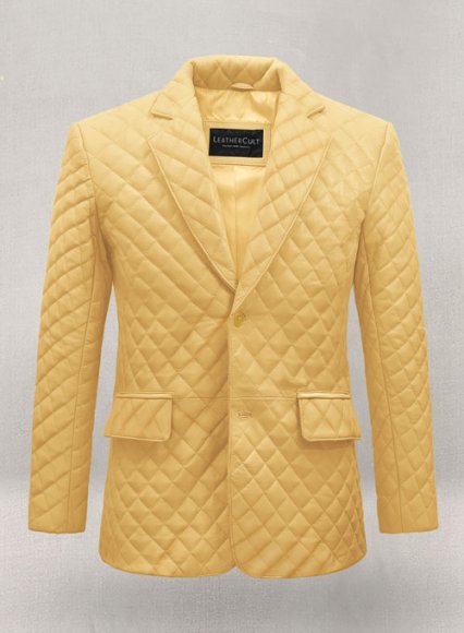 (image for) Yellow Bocelli Quilted Leather Blazer