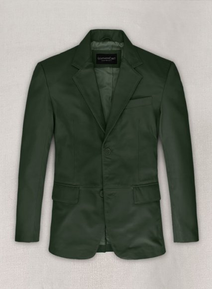 (image for) Soft Deep Olive Leather Blazer