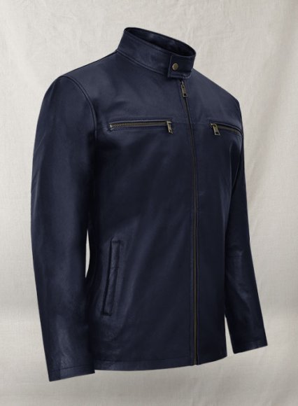 Dark Blue Stretch Leather Cycle Jacket #2 Dark Blue Stretch Leather Cycle Jacket #2
