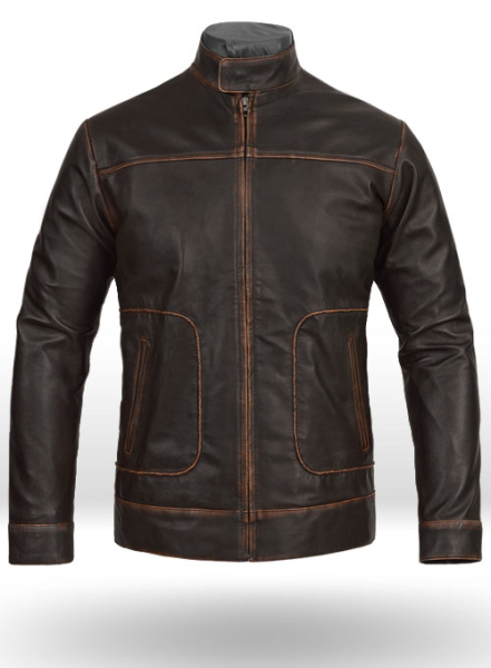(image for) Reggie Rubbed Dark Brown Leather Jacket