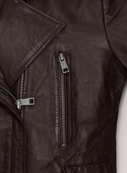 Soft Brown Washed & Wax Kendall Jenner Leather Jacket #3 : LeatherCult ...