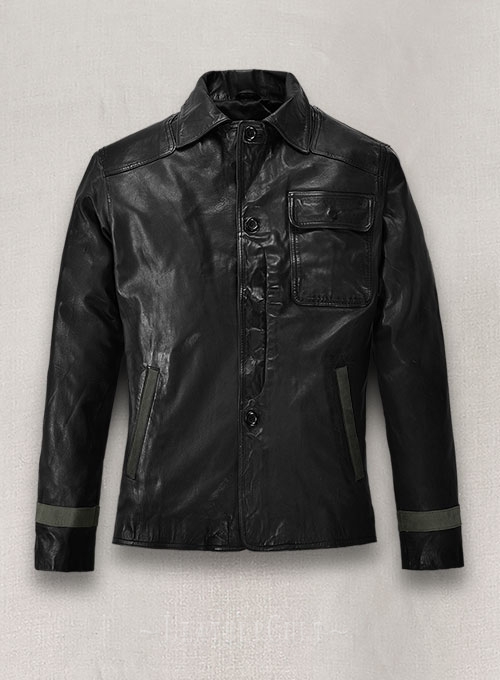 Soft Rich Black Washed & Wax Jackie Chan Leather Jacket - Click Image to Close