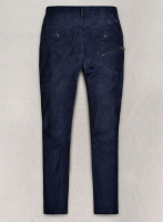 (image for) Dark Blue Suede Leather Cargo Jeans - Style 01-2