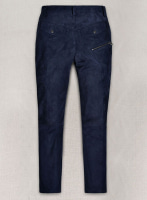 (image for) Dark Blue Suede Leather Cargo Jeans - Style 01-2