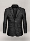 (image for) Thick Goat Black Washed & Wax Medieval Leather Blazer