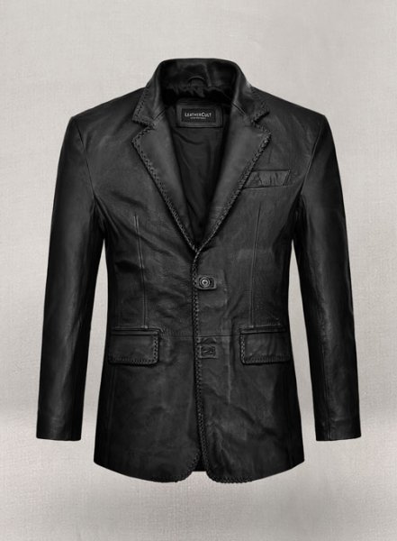 Thick Goat Black Washed & Wax Medieval Leather Blazer