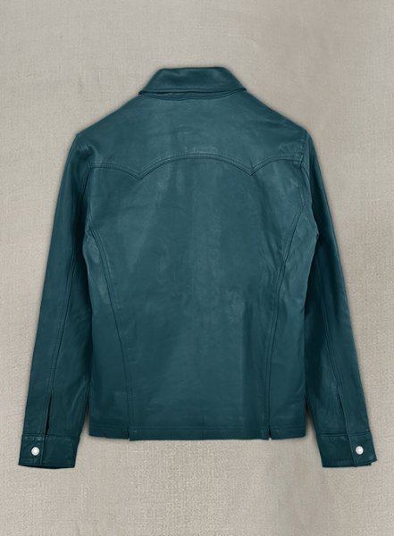 (image for) Soft Prussian Blue V Tab Leather Shirt Jacket