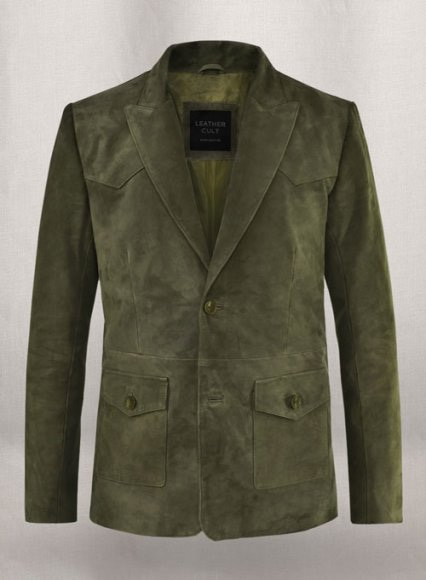 (image for) Woodland Green Suede Western Leather Blazer