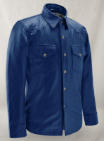 (image for) Rich Blue Leather Shirt Jacket - #1S