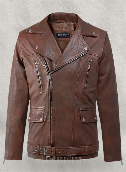 Dauntless Spanish Brown Biker Leather Jacket - Click Image to Close