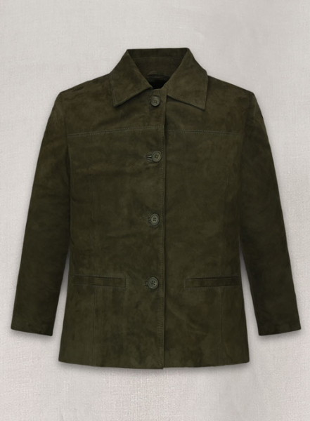 (image for) Olive Green Suede Milla Jovovich Leather Jacket