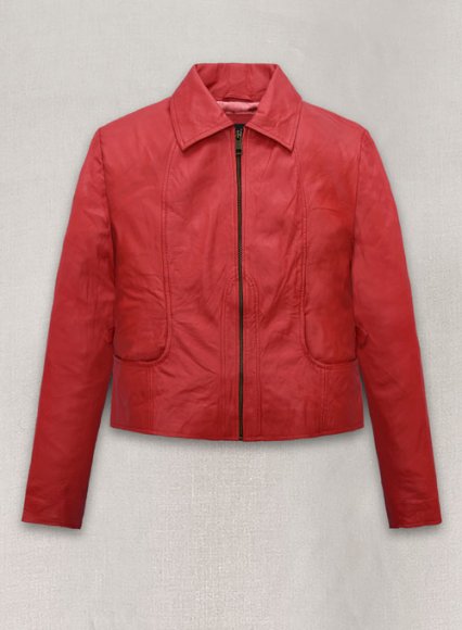 (image for) Soft Tango Red Washed Jennifer Lopez Gigli Leather Jacket