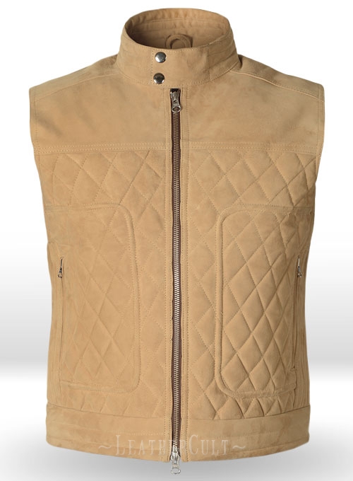 Latte Beige Suede Leather Vest # 324 - Click Image to Close