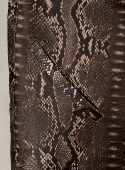 (image for) Dark Brown Python Leather Jeans Style #522