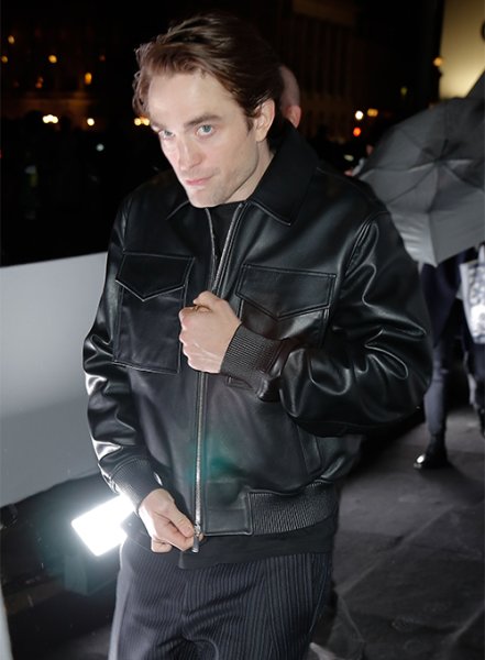 (image for) Robert Pattinson 2020 Paris Fashion Show Leather Jacket