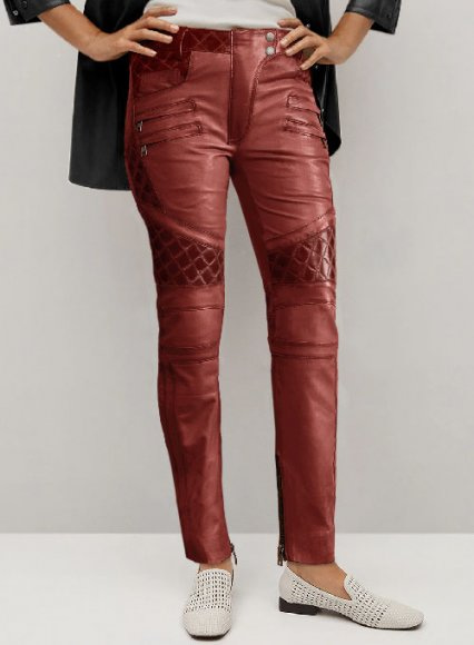 Kylie Jenner Red Leather Pants Women Pure Lambskin Joggers Leather Trousers  -029