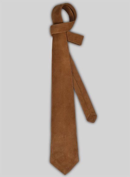 Caramel Brown Suede Leather Tie