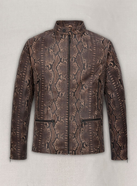 (image for) Dark Brown Python Jason Momoa Fast-X Leather Jacket
