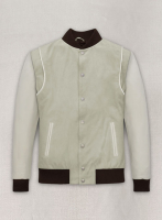 (image for) Cream Beige Suede Varsity Noir Leather Jacket